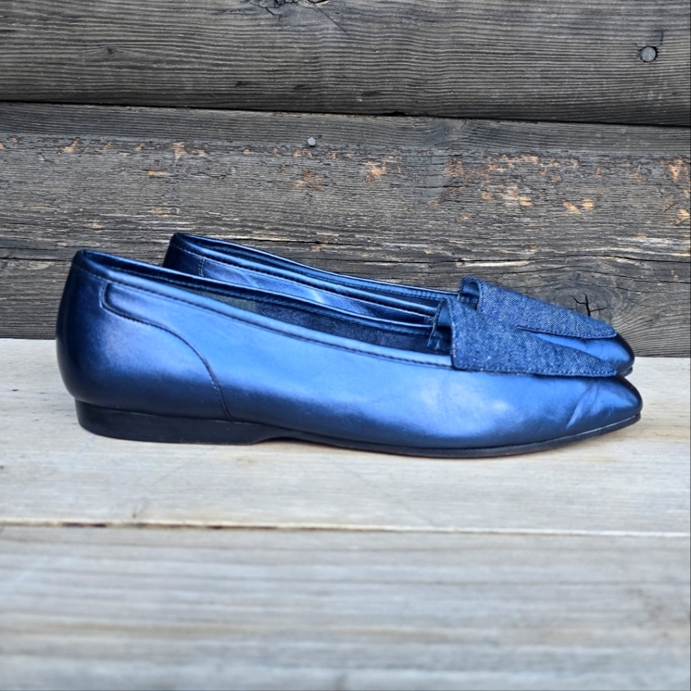 Enzo Angiolini Liberty 90s Minimalist Revival Leather Sqaure Toe Loafer Flats 8M